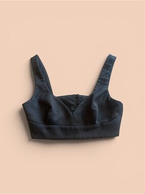 Black Lichi Cropped Bralette Top - S